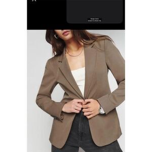Reformation Women's Classic Slim Blazer Brown S Business Single Button Closure